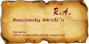 Roszinszky Adrián névjegykártya